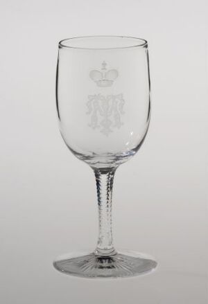 
 A clear, stemmed glass made by Hadeland Glass