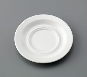  "Figgjo 35" - a white vitroporselen plate with a broad rim and shallow well, designed by Ragnar Grimsrud, displayed against a gray background.