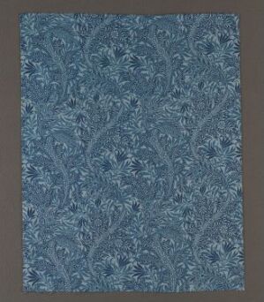  "Conventional Foliage" - a machine-woven cotton fabric by Turnbull & Stockdale featuring a complex, printed pattern of intertwining foliage in multiple shades of blue on a muted blue background.