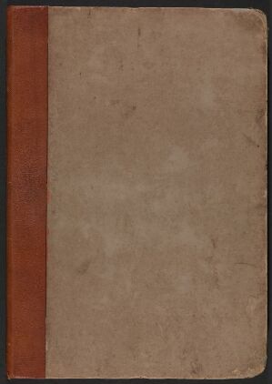  Antique book cover of "Boydell's Picturesque Scenery of Norway" with a muted beige paper surface and a faded rust-colored leather-like spine strip, showing signs of wear and age.