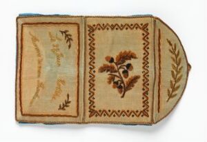  "Aurore de mon Bonheur," a handcrafted design object by Johanne Vedastine Sørensen made of silk velvet, beige in color, with intricate hand-embroidered floral motif in the center framed by