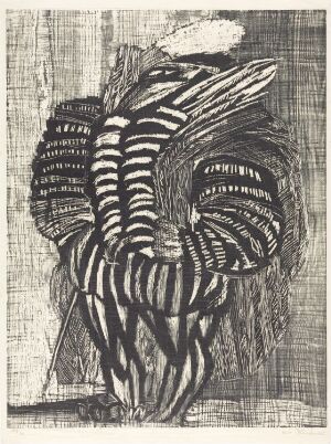 
 A black and gray woodcut print titled "Sir Toby Belch" by Knut Rumohr, depicting abstract curvilinear shapes and forms that evoke the image of feathers or foliage on an off-white background, with a strong monochromatic theme and dynamic line work suggesting movement.