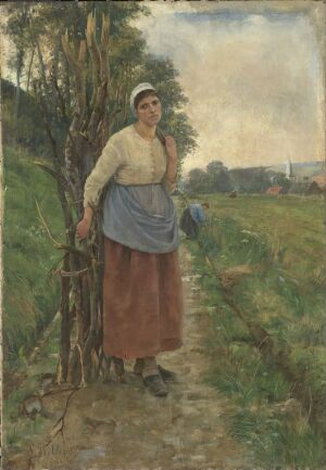  "Trett. Bondekone fra Normandie" by Sigrid Bølling, an oil on canvas