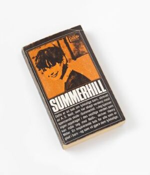  Graphic design titled "Summerhill" by Arild Kristo, featuring an orange and black color scheme with a vintage-style depiction of a young person's face and the stylized title text below.