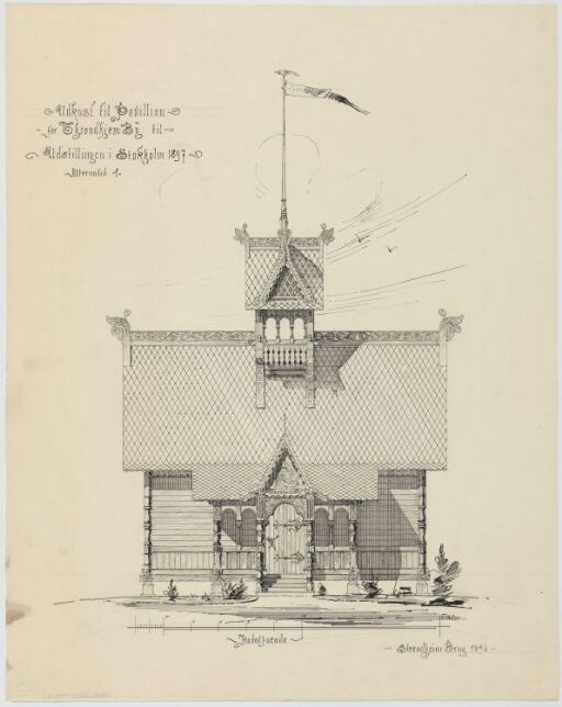 Forslag til paviljong for Trondhjem by til Stockholmsutstillingen