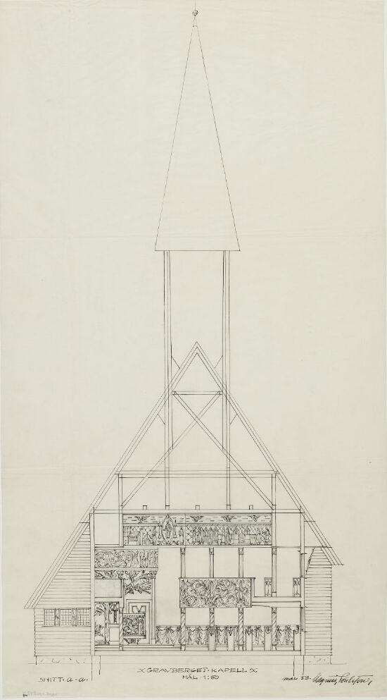 Gravberget kirke. Snitt