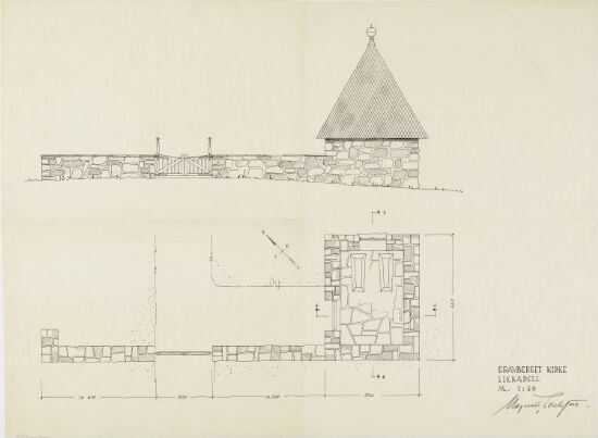 Gravberget kirke. Oppriss og plan