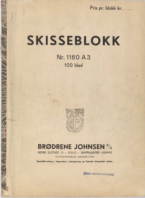 Skissebok med 61 blad