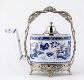 Oval Tea Pot with Blue Willow Motif in Silver Mounts