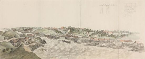 Sarpsfossen med Hafslund; skisser av vannrenne