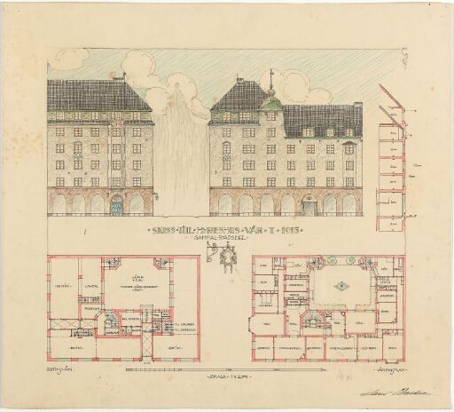 Skiss till hyreshus Gammal stadsdel