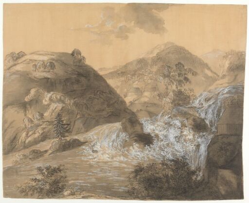 Mountain Landscape with Waterfall