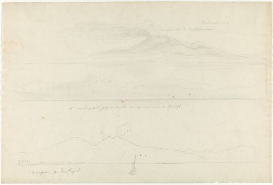 Vesuv sett fra Castellammare; landskap ved Amalfi-golfen; Vesuv sett fra Napoli