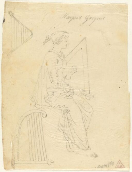 Woman Playing Greek Harp