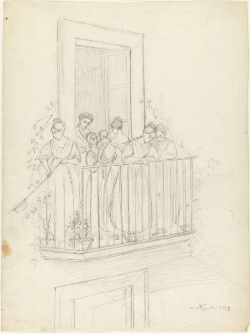 Syv figurer på en balkong, Napoli