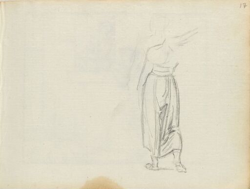 Figurstudie; skridende kvinne