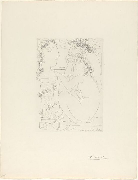 Sculpteur avec son modèle et sa sculpture