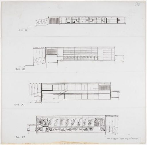 Paviljong ved verdensutstillingen i Brüssel, snitt