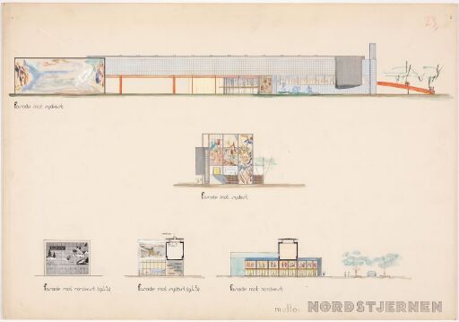 Paviljong til verdensutstillingen i New York, fasadeoppriss