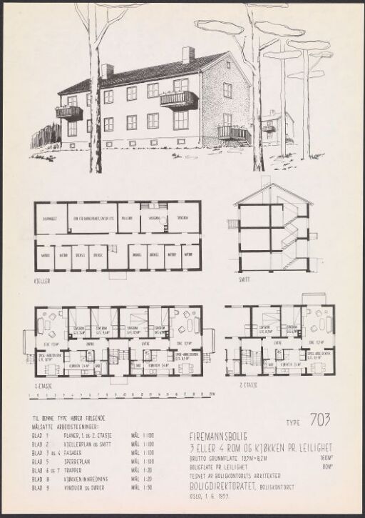 Firemannsbolig, typetegning nr. 703