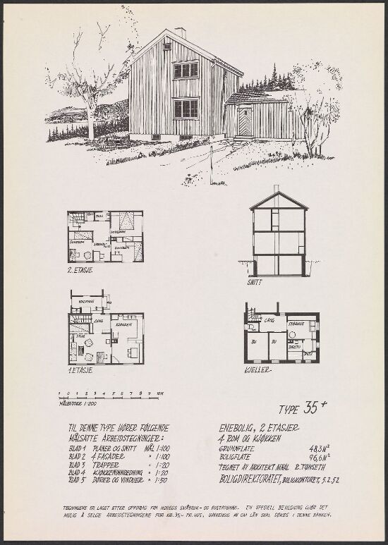 Enebolig i to etasjer, typetegning nr. 35