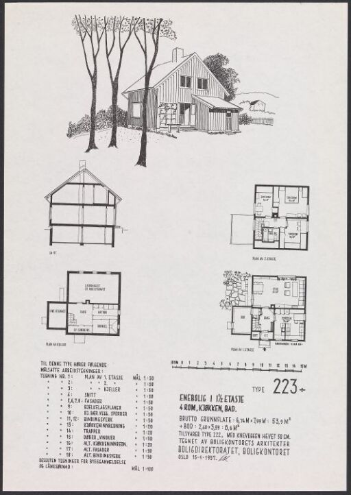 Emebolig i halvannen etasje, typetegning nr. 223