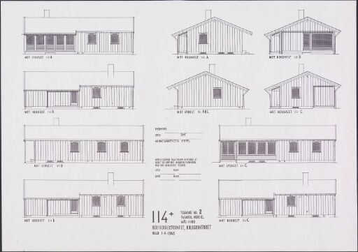 Boligdirektoratets typetegning nr. 114, fasadeoppriss