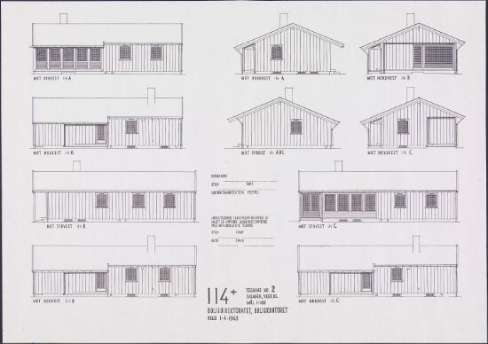 Boligdirektoratets typetegning nr. 114, fasadeoppriss