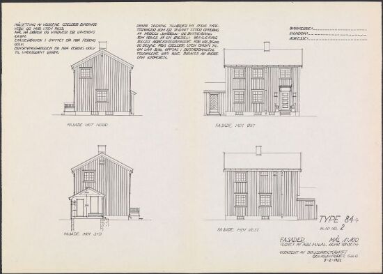 Boligdirektoratets typetegning nr. 84, fasadeoppriss