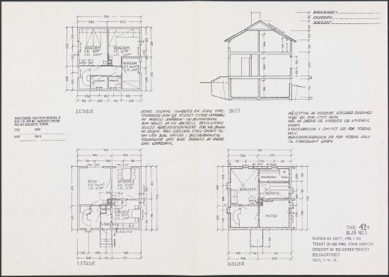 Boligdirektoratets typetegning nr. 42, planer og snitt