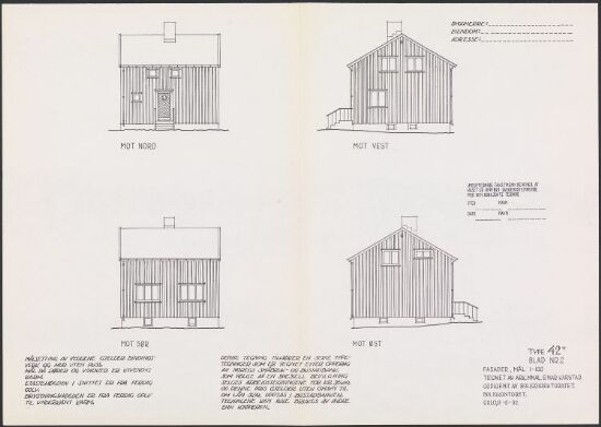 Boligdirektoratets typetegning nr. 42, fasader