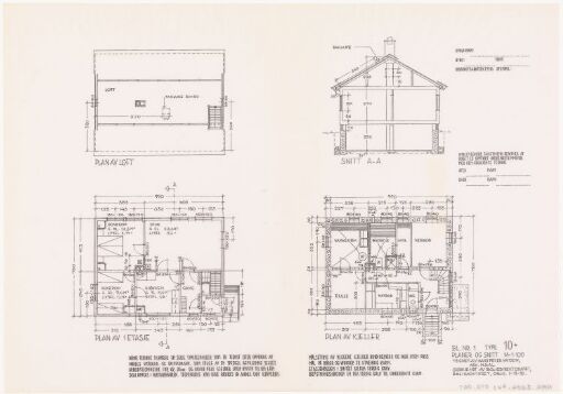 Boligdirektoratets typetegning nr. 10, planer og snitt
