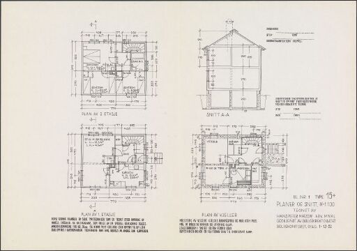 Boligdirektoratets typetegning nr. 15, planer og snitt