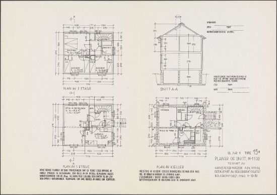 Boligdirektoratets typetegning nr. 15, planer og snitt