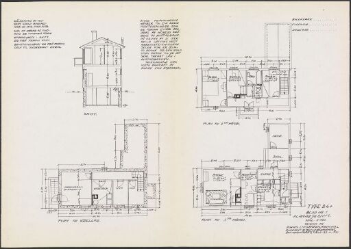 Boligdirektoratets typetegning nr. 24, plan og snitt