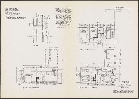 Boligdirektoratets typetegning nr. 24, plan og snitt