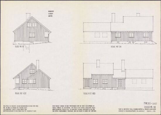 Boligdirektoratets typetegning nr. 52, fasadeoppriss