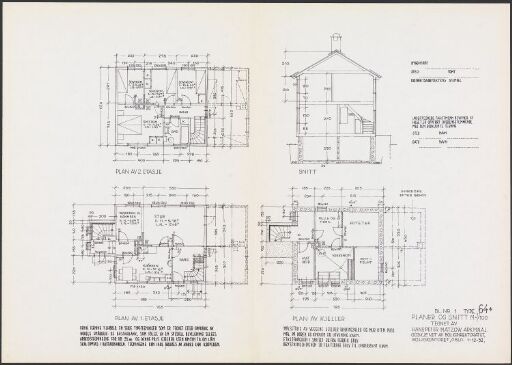 Boligdirektoratets typetegning nr. 64, planer og snitt
