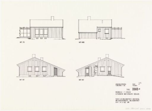 Boligdirektoratets typetegning nr. 108, fasadeoppriss