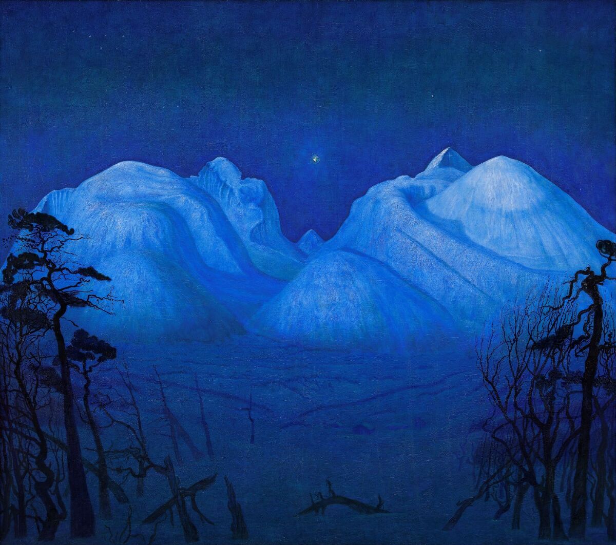 Snowy Winter Night Mountains 