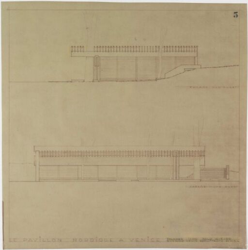 Den nordiske paviljongen i Venezia. Fasadeoppriss.