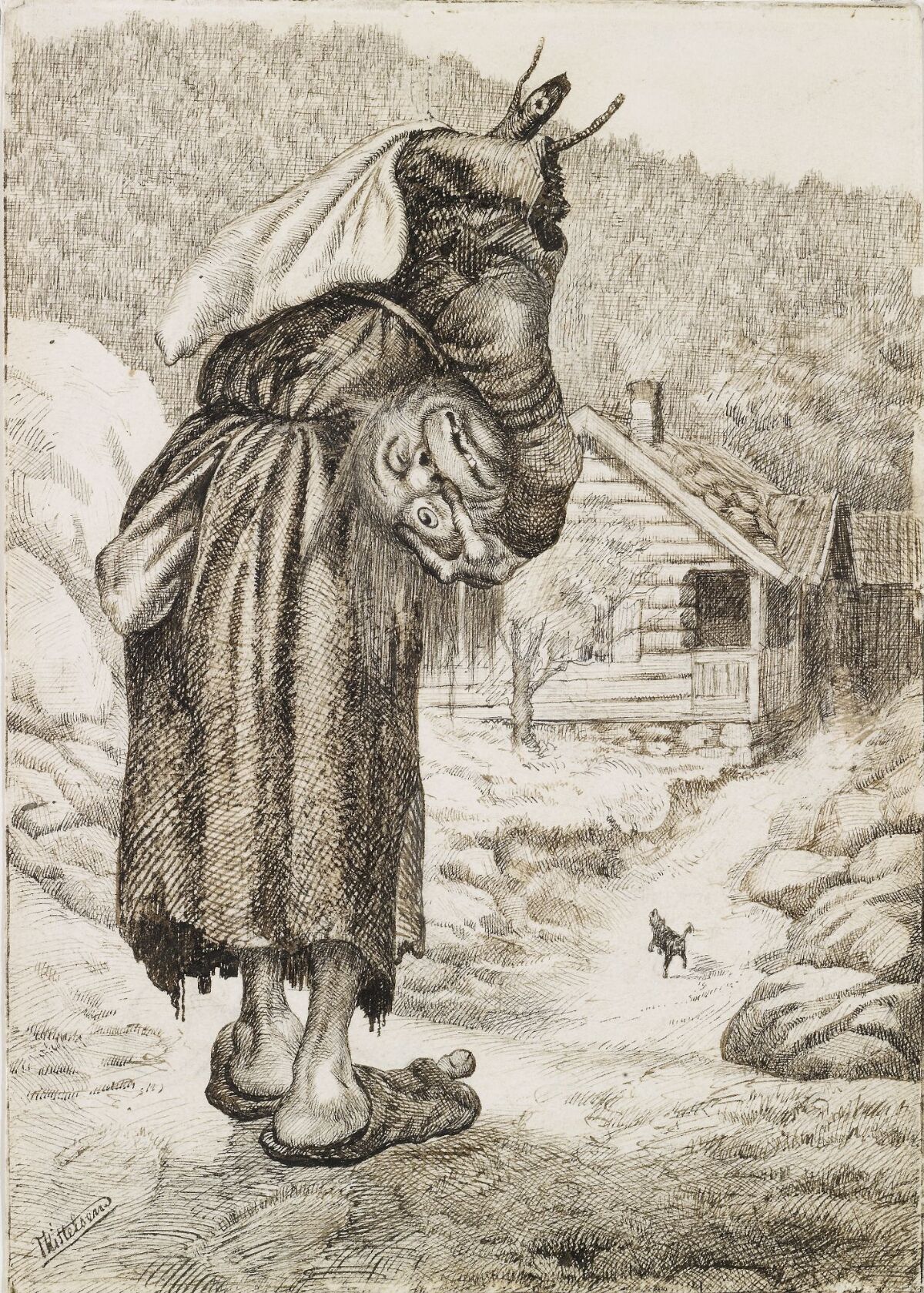Theodor Kittelsen, The old Hag with Her Head under Her Arm