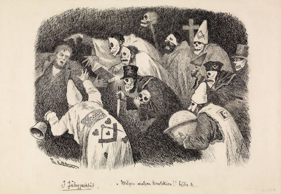 Illustrasjon til "Sandfærdige skrøner og sligt noget. Fortalt av Mathias Skeibrok", Kristiania 1891