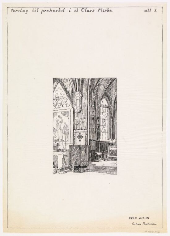 Forslag til prekestol i St. Olavs Kirke