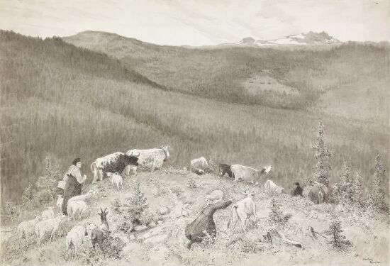 The Cattle on their Way to the Mountain Pasture