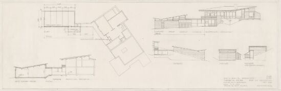 House with studio Bengston. Plan, section, elevation