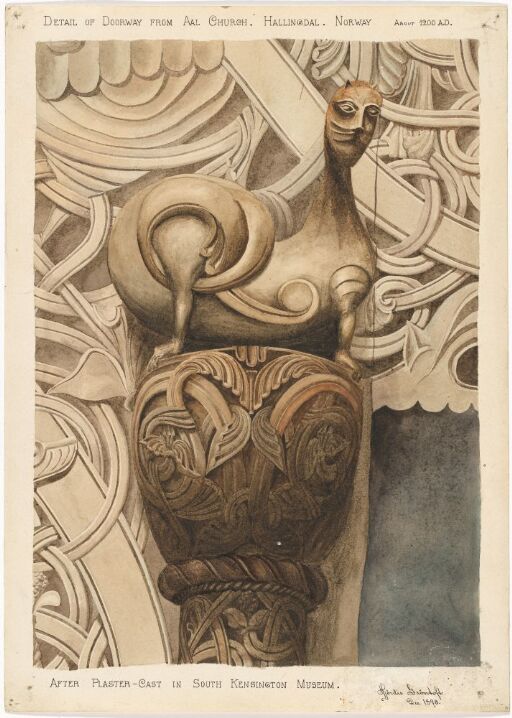 Detail study of Doorway from Aal Church in Hallingdal after Plaster-Cast