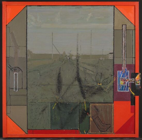 Stillness of the Night - Landscape in Red and Grey