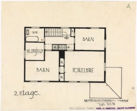 Hus i Sogn Hageby. Plan av andre etasje