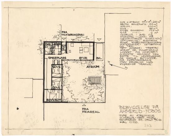 Atriumshus på Ammerud, plan